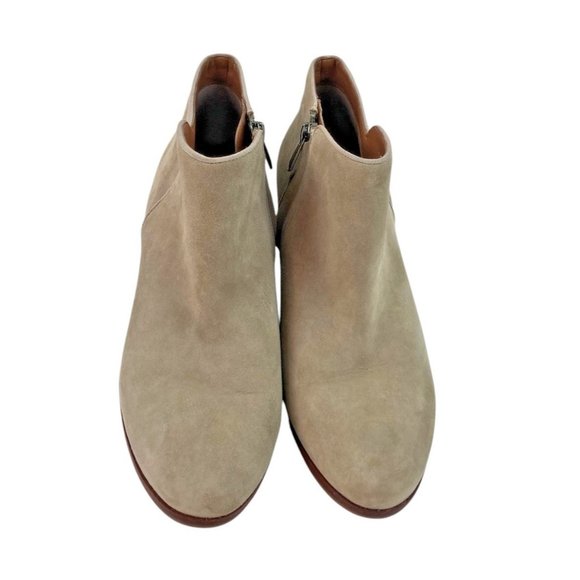 *Sam Edelman Petty Ankle Booties Womens Size 7.5 Taupe Suede Leather Zip Boots - Picture 2 of 13
